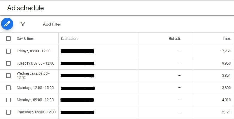 Google ads scheduling